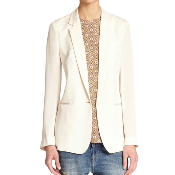 Theory Jackets & Blazers - Theory Grinson White Single Button Crepe Blazer 0